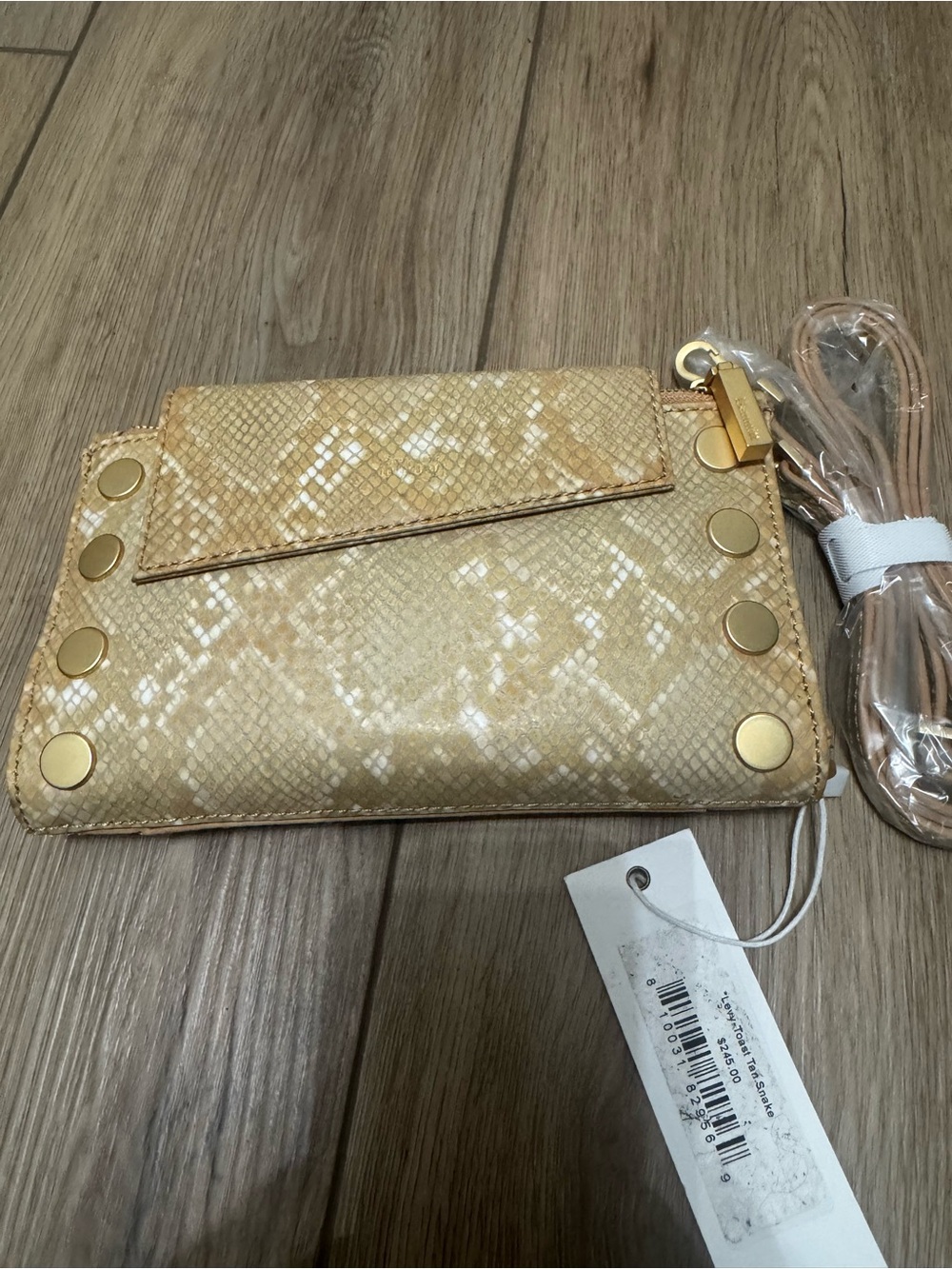 Hammitt Beige Snake-Embossed Convertible Crossbody